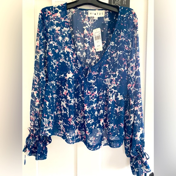 Women’s Babydoll Style V neck Sheer Blouse Sz XL - Picture 1 of 9